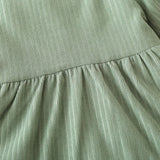 Sage Green Ruffle Hem Corduroy Girl Dress